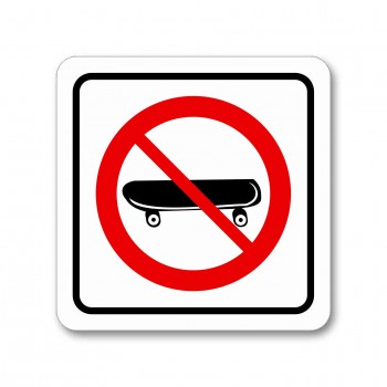 Poháry.com® Piktogram zákaz vstupu na skateboardu barevná samolepka