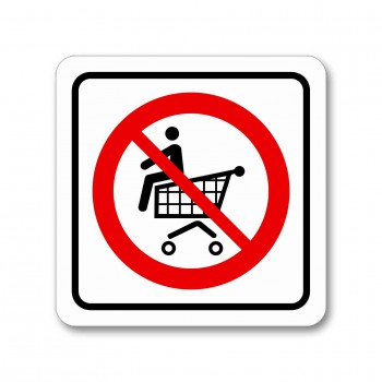 Poháry.com® Piktogram zákaz sezení na nákupním košíku barevná samolepka
