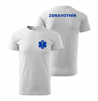 Poháry.com® Tričko ZDRAVOTNÍK bílé s modrým potiskem XL pánské