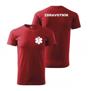 Poháry.com® Tričko ZDRAVOTNÍK červené s bílým potiskem