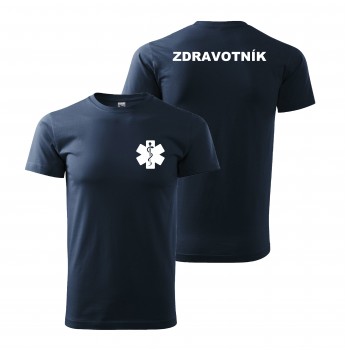 Poháry.com® Tričko ZDRAVOTNÍK námořní modrá s bílým potiskem XS pánské