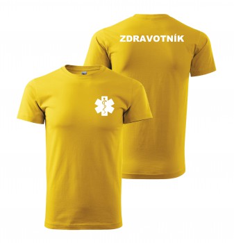 Poháry.com® Tričko ZDRAVOTNÍK žluté s bílým potiskem S pánské