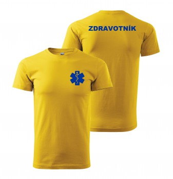 Poháry.com® Tričko ZDRAVOTNÍK žluté s modrým potiskem