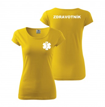 Poháry.com® Tričko dámské ZDRAVOTNÍK žluté s bílým potiskem L dámské