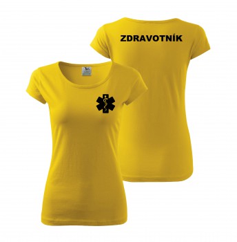 Poháry.com® Tričko dámské ZDRAVOTNÍK žluté s černým potiskem XS dámské
