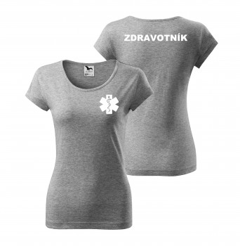 Poháry.com® Tričko dámské ZDRAVOTNÍK šedé s bílým potiskem XL dámské