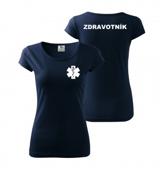 Poháry.com® Tričko dámské ZDRAVOTNÍK námořní modrá s bílým potiskem XXL dámské