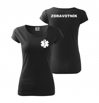 Poháry.com® Tričko dámské ZDRAVOTNÍK černé s bílým potiskem XL dámské