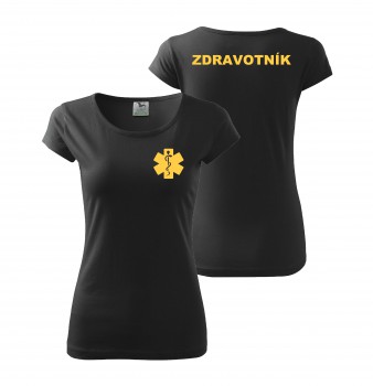 Poháry.com® Tričko dámské ZDRAVOTNÍK černé se žlutým potiskem XS dámské