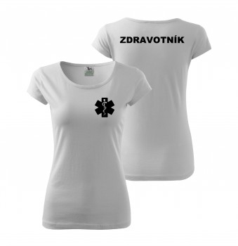 Poháry.com® Tričko dámské ZDRAVOTNÍK bílé s černým potiskem XS dámské