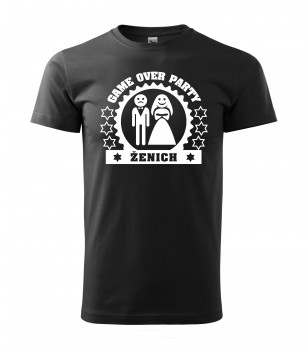 Poháry.com® Svatební tričko pro ženicha Game Over černé s bílým potiskem XL pánské