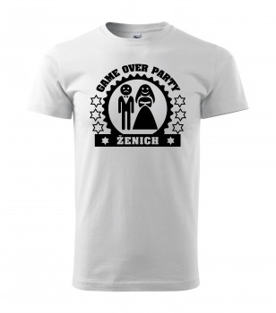 Poháry.com® Svatební tričko pro ženicha Game Over bílé s černým potiskem XXXL pánské