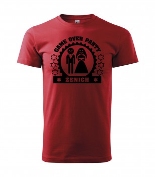 Poháry.com® Svatební tričko pro ženicha Game Over červené s černým potiskem XL pánské