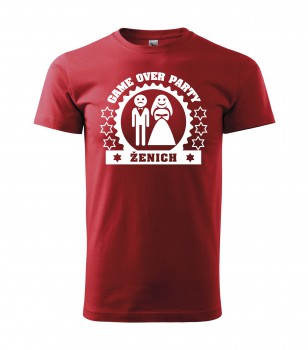 Poháry.com® Svatební tričko pro ženicha Game Over červené s bílým potiskem XL pánské
