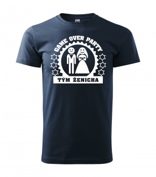 Poháry.com® Svatební tričko pro tým ženicha Game Over námořní modrá s bílým potiskem S pánské