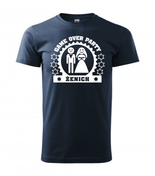 Poháry.com® Svatební tričko pro ženicha Game Over námořní modrá s bílým potiskem XS pánské