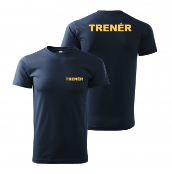 Poháry.com® Tričko TRENÉR námořní modrá se žlutým potiskem XS pánské