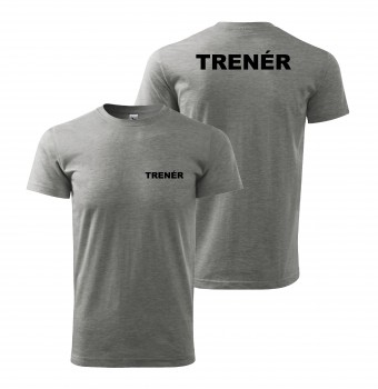 Poháry.com® Tričko TRENÉR šedé s černým potiskem XL pánské