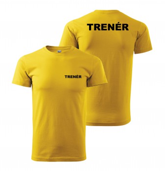 Poháry.com® Tričko TRENÉR žluté s černým potiskem M pánské