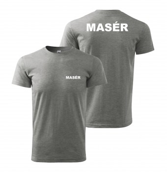 Poháry.com® Tričko MASÉR šedé s bílým potiskem XL pánské