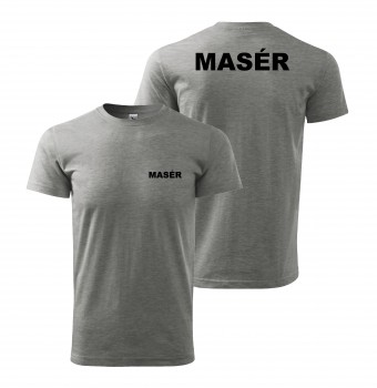 Poháry.com® Tričko MASÉR šedé s černým potiskem M pánské