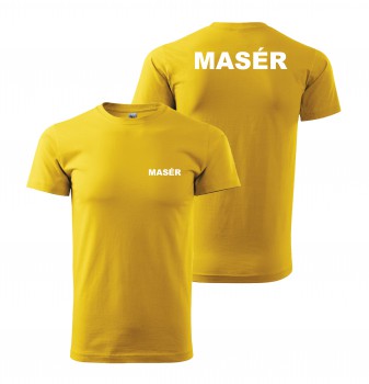 Poháry.com® Tričko MASÉR žluté s bílým potiskem S pánské