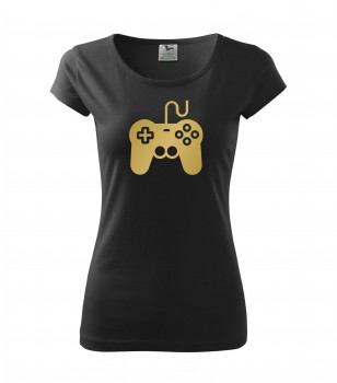 Poháry.com® Tričko pro hráče H01 černé se zlatým potiskem dámské