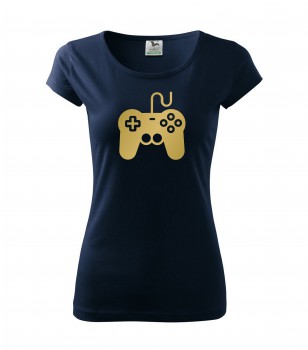 Poháry.com® Tričko pro hráče H01 námořní modrá se zlatým potiskem L dámské