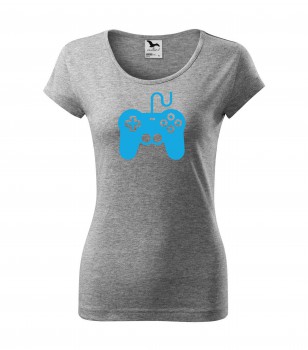 Poháry.com® Tričko pro hráče H01 šedé se sv. modrý potiskem dámské