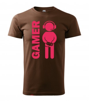 Poháry.com® Tričko pro hráče H02 hnědé s růžovým potiskem XL pánské