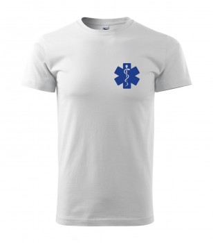 Poháry.com® Tričko pro zdravotníka D15 bílé s modrým potiskem XS pánské