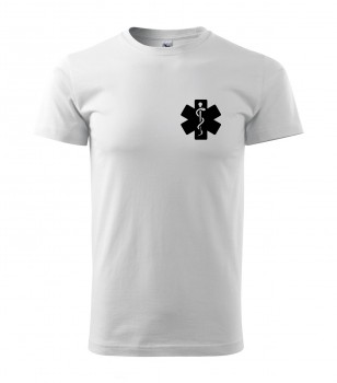Poháry.com® Tričko pro zdravotníka D15 bílé s černým potiskem L pánské