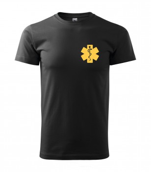 Poháry.com® Tričko pro zdravotníka D15 černé se žlutým potiskem XS pánské
