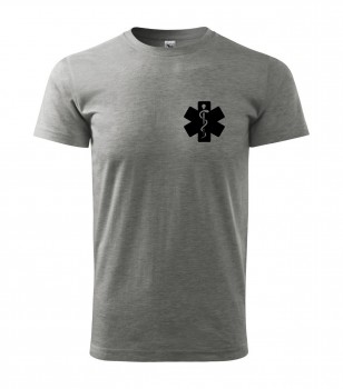 Poháry.com® Tričko pro zdravotníka D15 šedé s černým potiskem XS pánské
