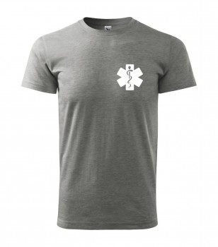 Poháry.com® Tričko pro zdravotníka D15 šedé s bílým potiskem S pánské