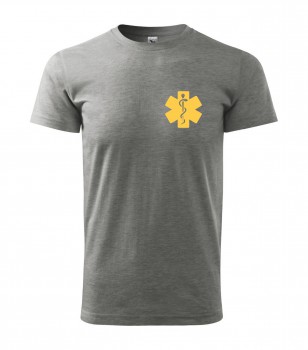 Poháry.com® Tričko pro zdravotníka D15 šedé se žlutým potiskem XL pánské