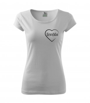 Poháry.com® Svatební tričko pro nevěstu srdce bílé s černým potiskem XXL dámské