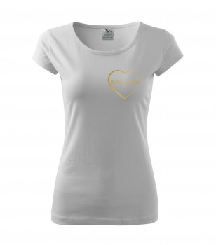 Poháry.com® Svatební tričko pro budoucí nevěstu srdce bílé s růžový Tričko pro budoucí nevěstu srdce bílé se zlatým potiskemm potiskem