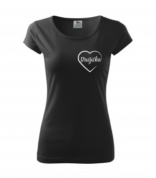 Poháry.com® Svatební tričko pro družičku srdce černé s bílým potiskem XL dámské