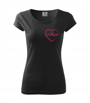 Poháry.com® Svatební tričko pro svědkyni srdce černé s růžovým potiskem XS dámské