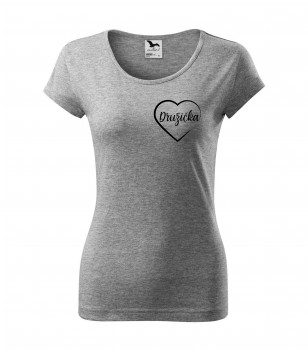 Poháry.com® Svatební tričko pro družičku srdce šedé s černým potiskem XXL dámské