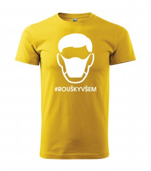 Poháry.com® Tričko #ROUŠKYVŠEM žluté s bílým potiskem XL pánské