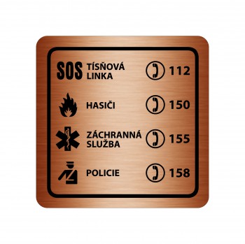 Poháry.com® Piktogram Tísňová telefonní čísla bronz