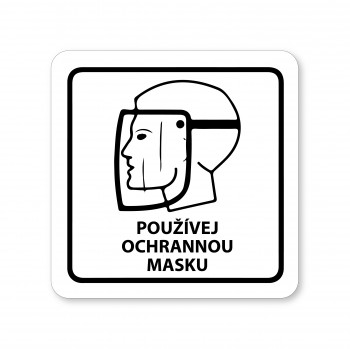 Poháry.com® Piktogram Používej ochrannou masku bílý hliník