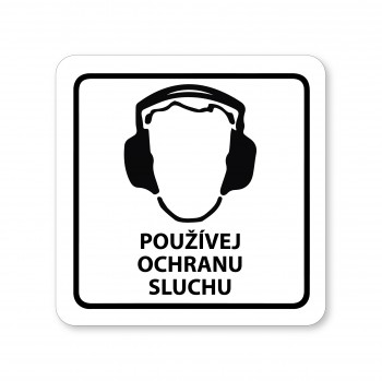Poháry.com® Piktogram Používej chrániče sluchu bílý hliník
