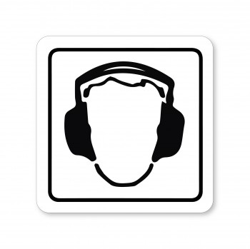 Poháry.com® Piktogram Ochranné sluchátka bílý hliník