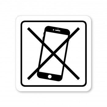 Poháry.com® Piktogram Zákaz telefonu bílý hliník