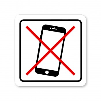 Poháry.com® Piktogram Zákaz telefonu 3 bílý hliník