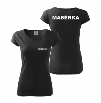 Poháry.com® Tričko MASÉRKA černé s bílým potiskem S dámské
