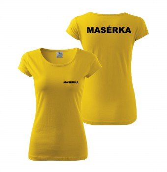 Poháry.com® Tričko MASÉRKA žluté s černým potiskem L dámské